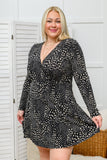 Fay Long Sleeve V Neck Skort Dress