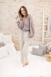Flirty Feels Ribbed Top in Taupe