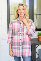 Go For It Oversize Plaid Flannel Shacket In Pink