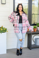 Go For It Oversize Plaid Flannel Shacket In Pink