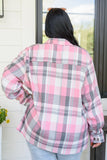 Go For It Oversize Plaid Flannel Shacket In Pink