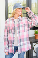 Go For It Oversize Plaid Flannel Shacket In Pink