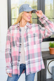 Go For It Oversize Plaid Flannel Shacket In Pink