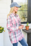 Go For It Oversize Plaid Flannel Shacket In Pink