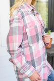 Go For It Oversize Plaid Flannel Shacket In Pink