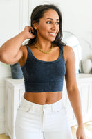 Highly Motivated Ribbed Square Neck Tank in Ash Grey