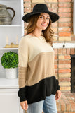 Hudson Color Block Sweater In Natural
