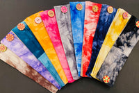 Cotton Tie Dye Yoga Headband with Buttons for Masks (Ear Savers)