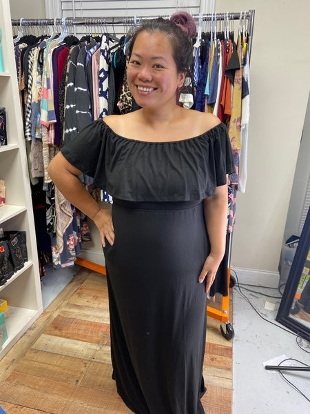 Off The Shoulder Maxi Dress In Blue or Black