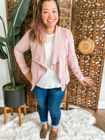 Asymmetrical Suede Moto Jacket