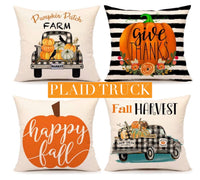 Fall Decorative Pillow Cases 4 Pack (18"x18")