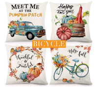 Fall Decorative Pillow Cases 4 Pack (18"x18")