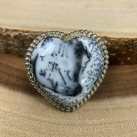 Heart Dendritic Opal Size 7 Sterling Silver