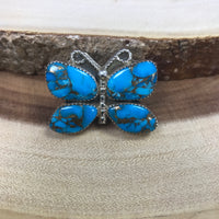 Butterfly Copper Infused Turquoise Size 8 Sterling Silver