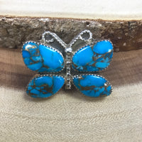 Butterfly Copper Infused Turquoise Size 8 Sterling Silver