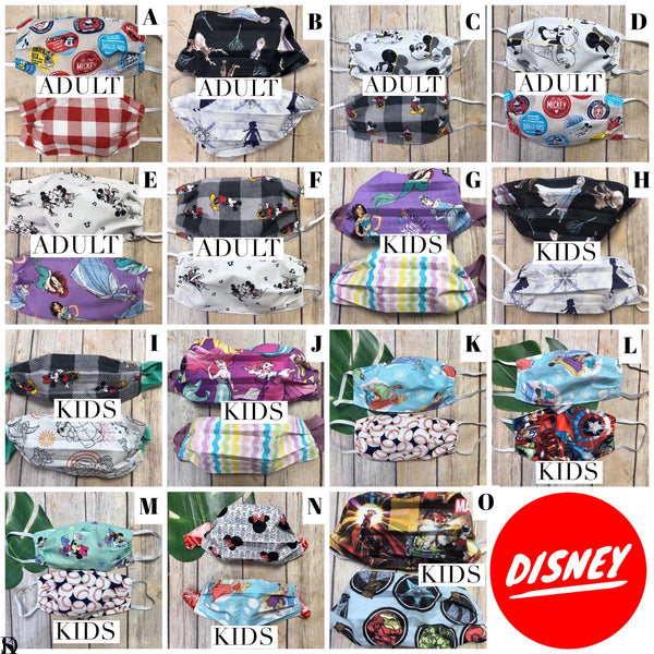 Disney Fabric Reversible Handmade 100% Cotton Double Layered Face Cover