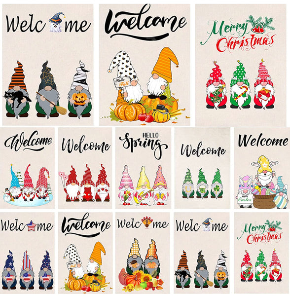 Gnome Seasonal Garden Flag Set of 10