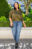 In Your Thoughts Oversized Dolman Sleeve Top In Olive