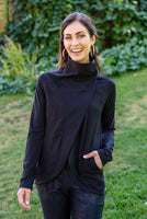 Janie Asymmetric Cowl Neck Jacket In Black