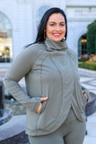 Janie Asymmetric Cowl Neck Jacket In Sage