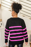 Just Go With It Crew Neck Sweater In Hot Pink Stripe