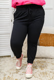 Kat High Waisted Textured Knit Joggers in Black
