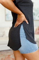 Kathleen Waffle Knit Top in Black