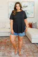 Kathleen Waffle Knit Top in Black
