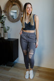 Kick Back Distressed Joggers in Heather Charcoal