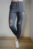Kick Back Distressed Joggers in Heather Charcoal