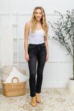 Kortney Mid Rise Straight Leg Jeans In Washed Black