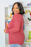 Lean Into Something Cozy Waffle Knit Top in Marsala