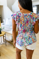 Let's Talk Flutter Sleeve Top