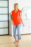 Listen Up V-Neck Top in Tomato