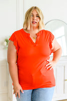 Listen Up V-Neck Top in Tomato