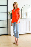 Listen Up V-Neck Top in Tomato