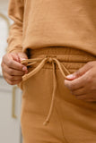 Long Sleeve Sweatshirt Top & Shorts Set In Camel