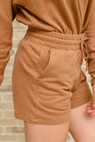 Long Sleeve Sweatshirt Top & Shorts Set In Camel
