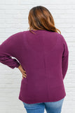 Long Sleeve Waffle Knit Top In Eggplant
