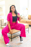 Low Key Perfect Plisse Set in Hot Pink