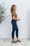 Maeve Mid-Rise Dark Wash Cuffed Skinny