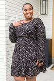 Make Your Happiness Long Sleeve Dress in Black