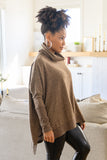 More Cozy Please Cowl Neck Poncho Sweater In Mocha