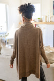 More Cozy Please Cowl Neck Poncho Sweater In Mocha
