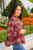 Music In Me Plaid Button Up In Burgundy