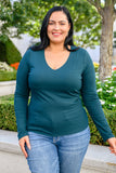 My Own Way V Neck Ribbed Top In Pine