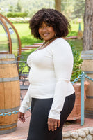 New Connection Long Sleeve Ribbed Top In Ivory