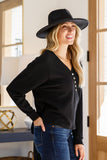 Nothing Better Rib Knit Pullover Top In Black