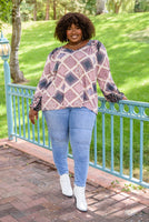 Patch Of Love Floral Print Top In Mauve