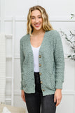 Popcorn Knit Cardigan In Light Green